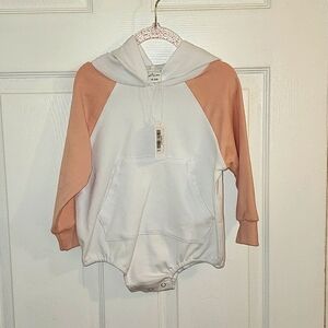 Little One Shop Raglan Hoodie Romper Blush